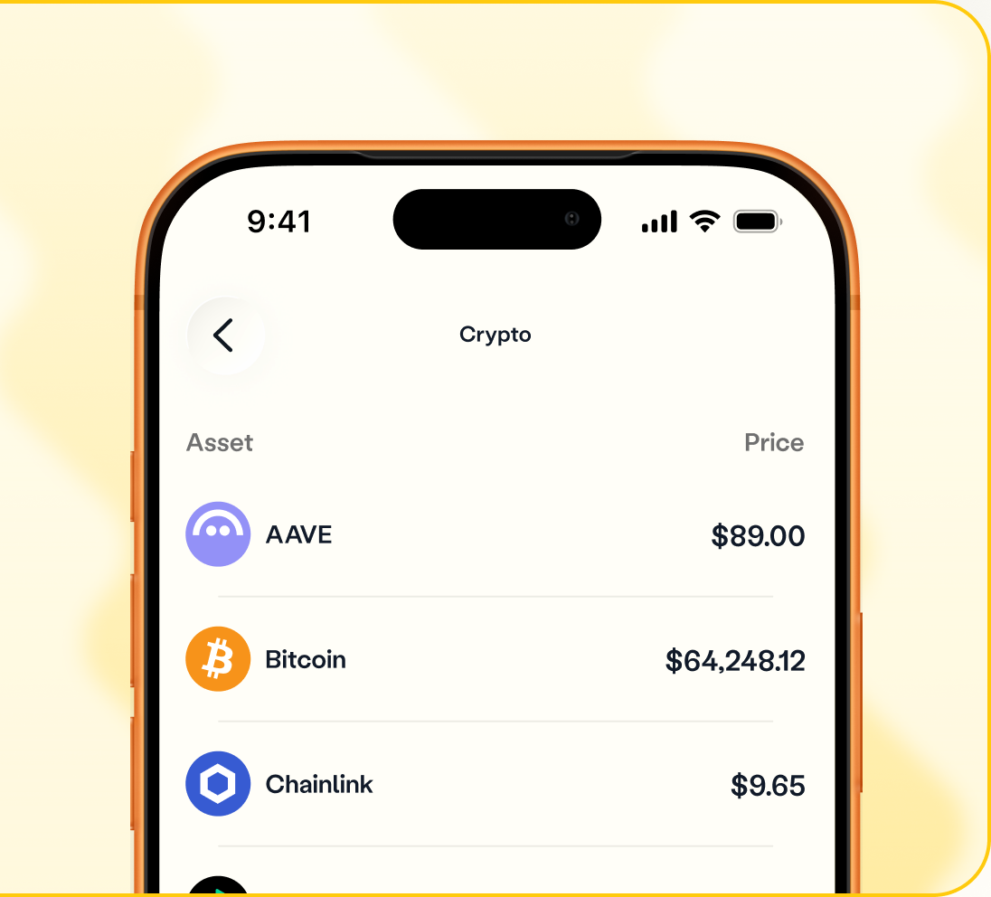 Venga app: choose a crypto from the list