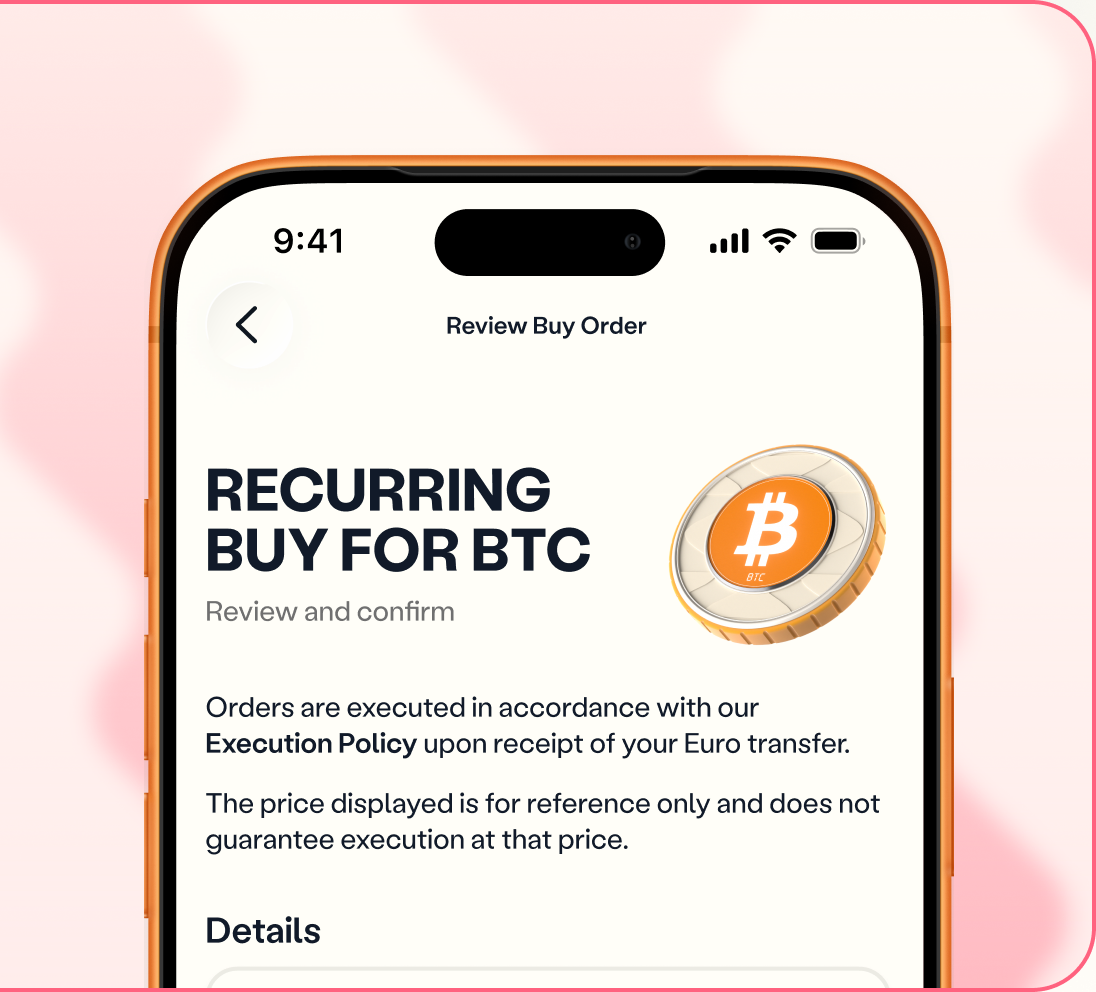 Venga app: review your recurring buy for BTC